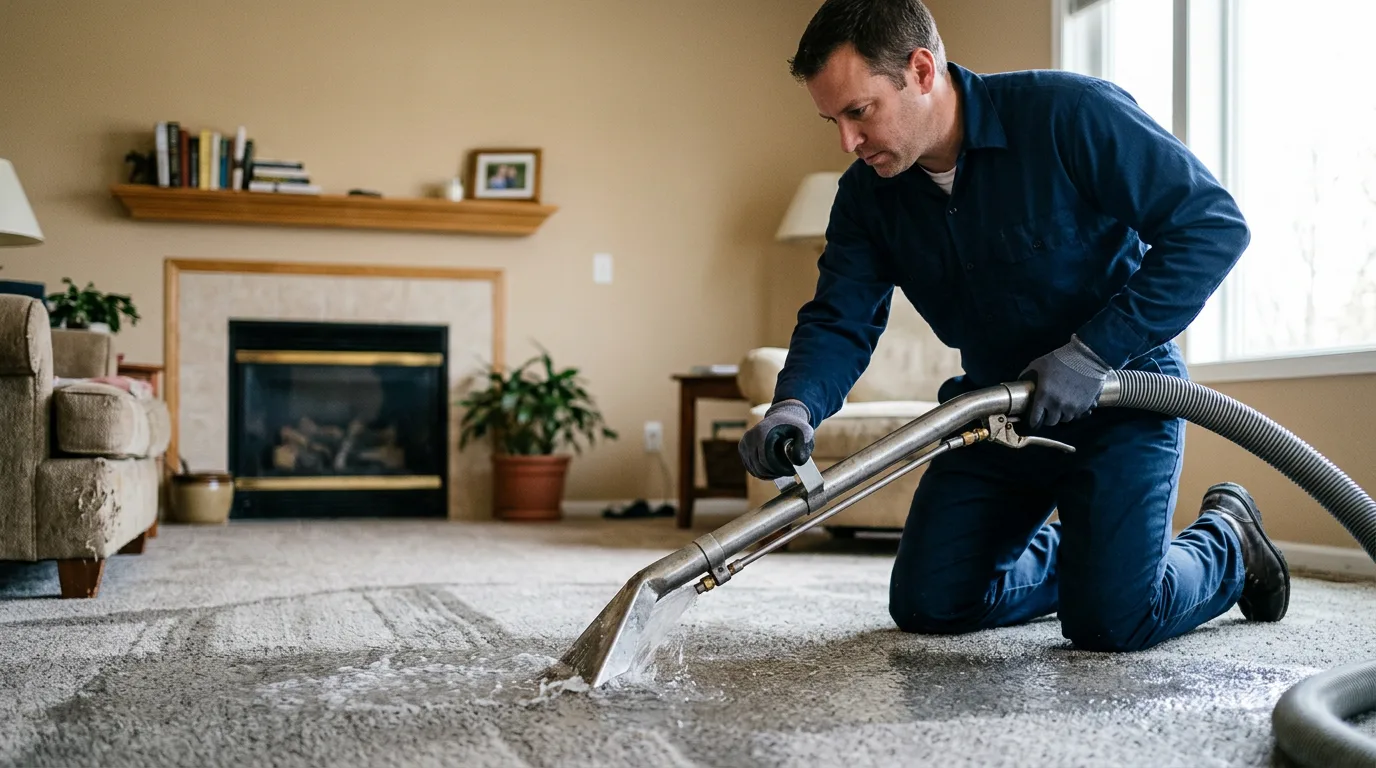 Water damage restoration technician working near Zarephath, NJ